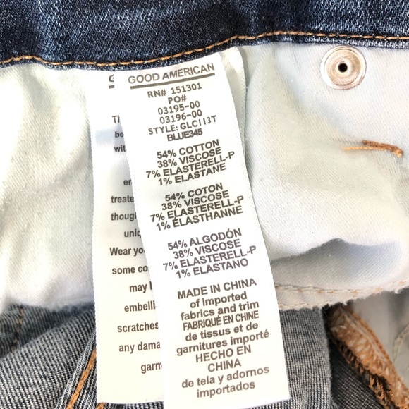 Good American Good Legs Crop Jeans Blue 345 Distressed Sz 18 - Picture 9 of 9